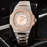 Luxury Patek Philippe Nautilus Full Diamond Automatic Watches Rose Gold Case